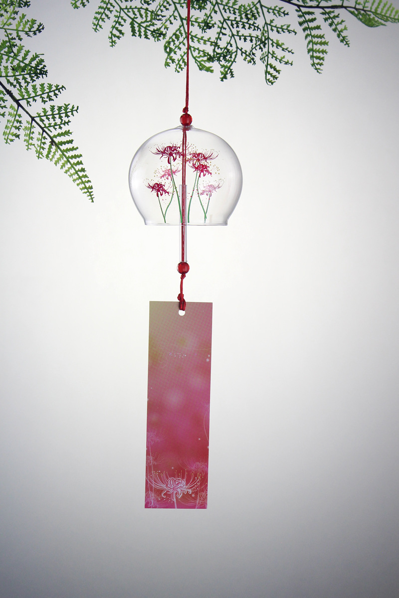 日式和风江户风铃户外挂饰玻璃风铃透明悬挂彼岸花厂家直销可定制