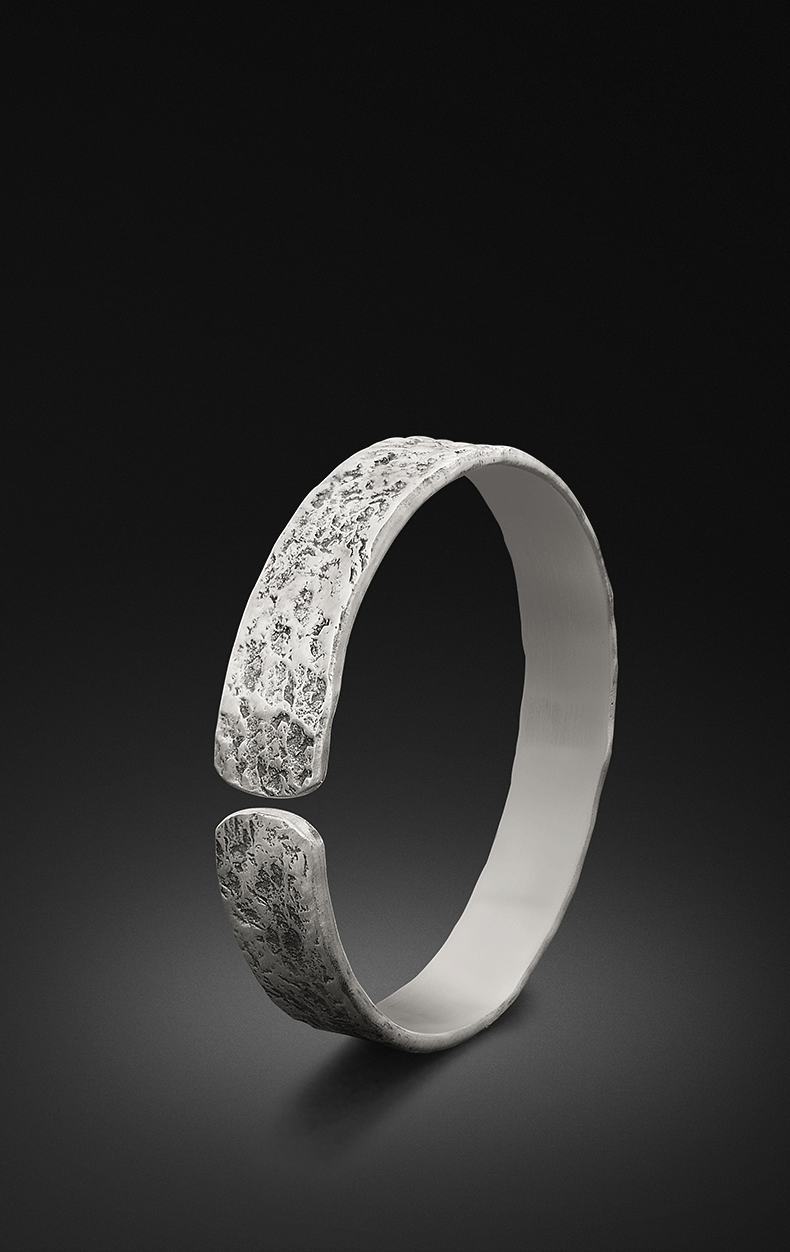 银手镯开口男女999足银手工石纹复古银首饰银饰品厂家批发定制