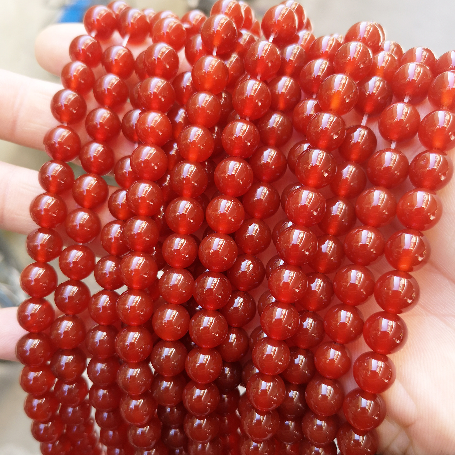 Factory Direct Supply Ornament Accessories Red Agate Scattered Beads Ornament Accessories Diy Beaded Agate Beads Semi-Finished Products Wholesale