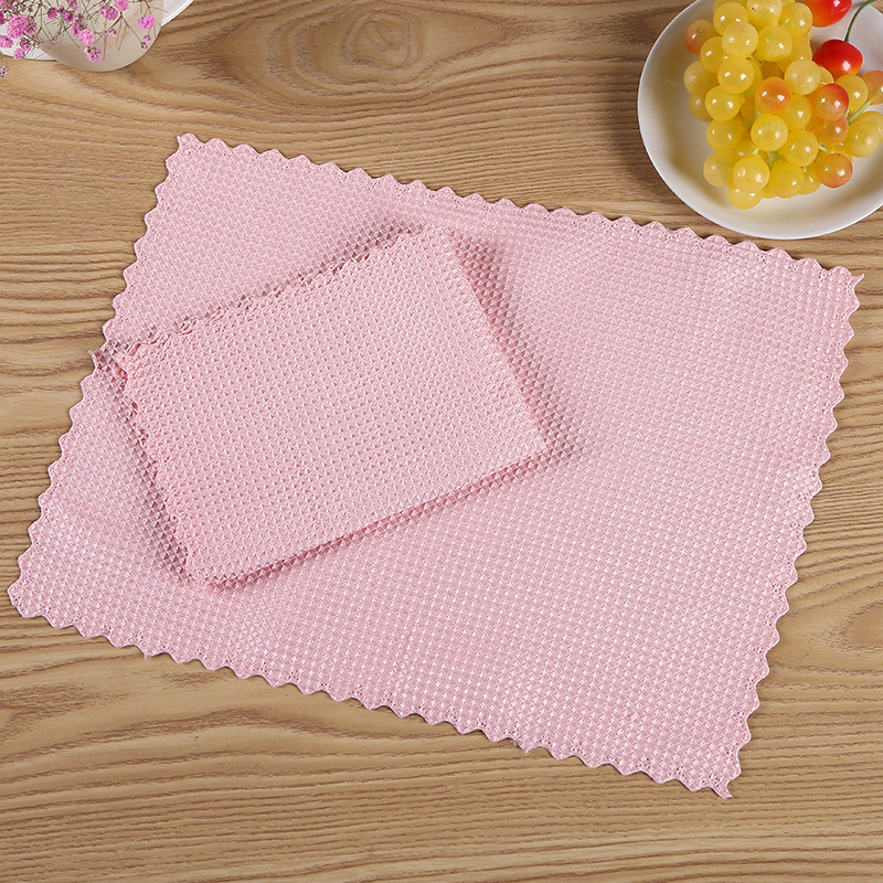 Factory Small Waffle Polyester Cotton Rag Kitchen Household Household Cleaning Scouring Pad Dishcloth Custom Wholesale