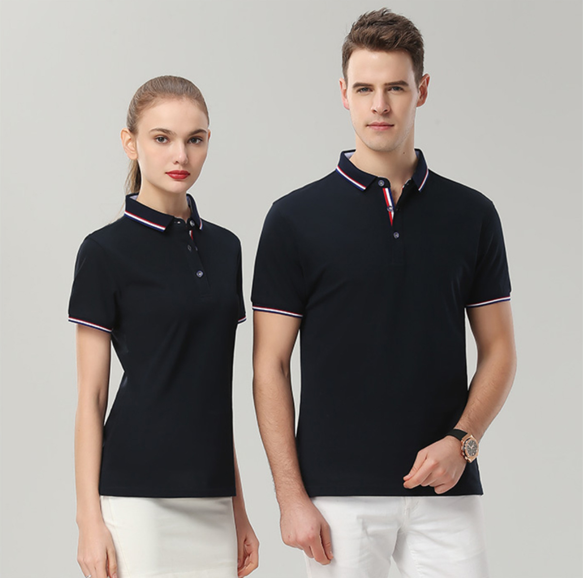 高端真丝光短袖polo衫行政t恤工作服广告衫