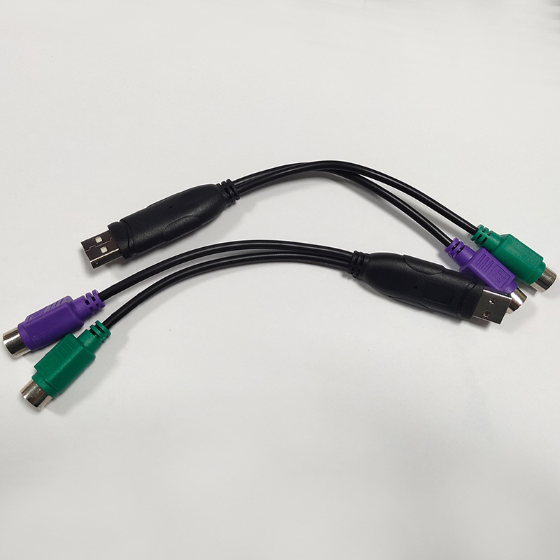 鼠标键盘线usb转ps2转接线键盘鼠标线ps2转usb连接头线圆口圆头