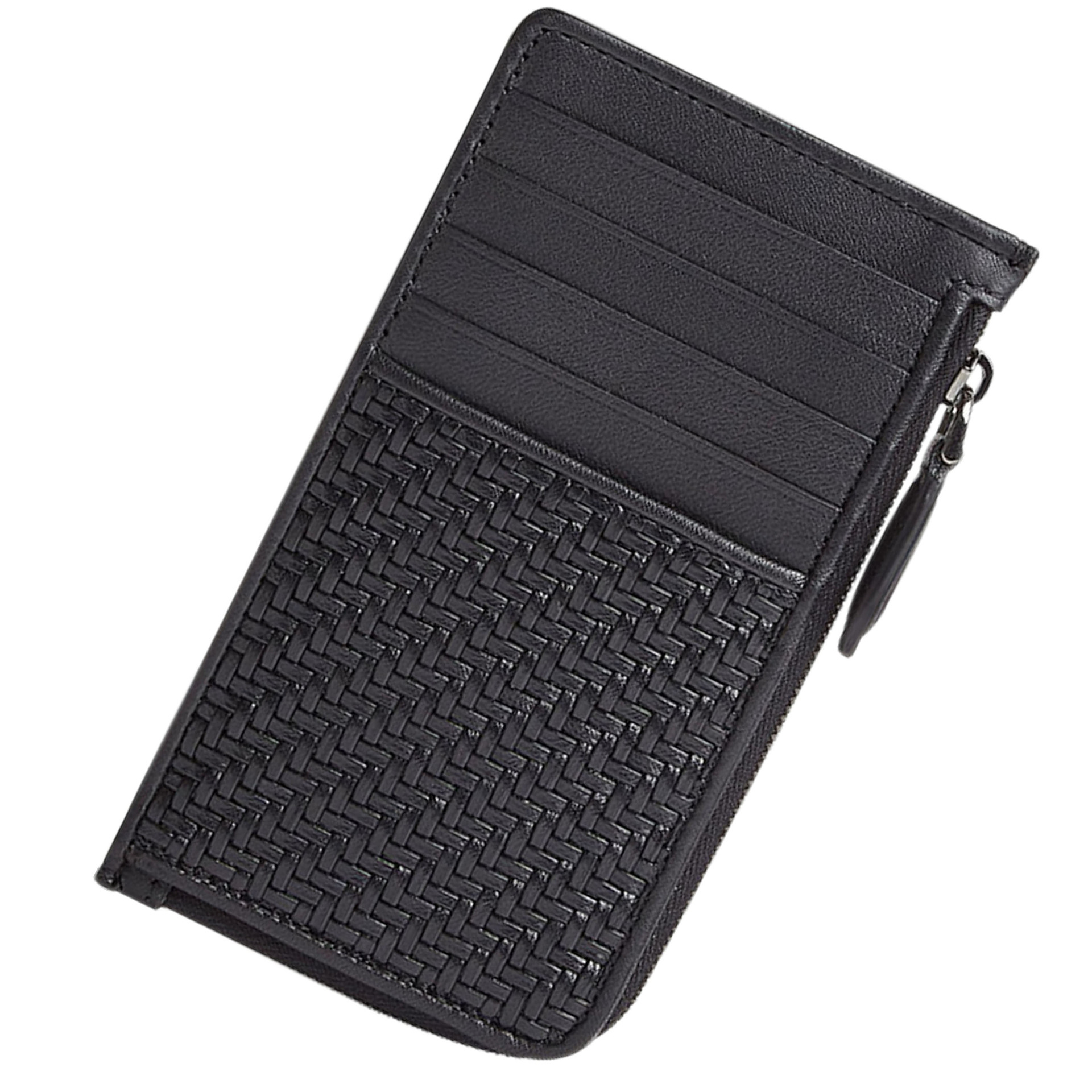 旅行礼品酒店礼品定制品牌加工 含拉链位收纳卡套编织纹皮革卡包