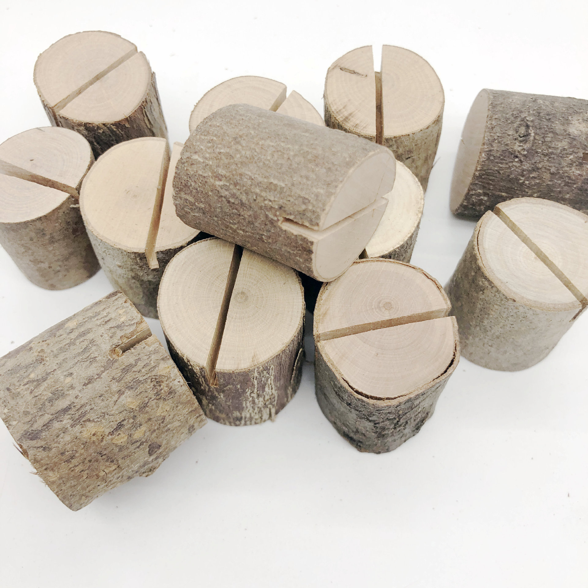 diy带皮树桩木质工艺品摆件原木照片夹婚礼聚会派对装饰道具摆件