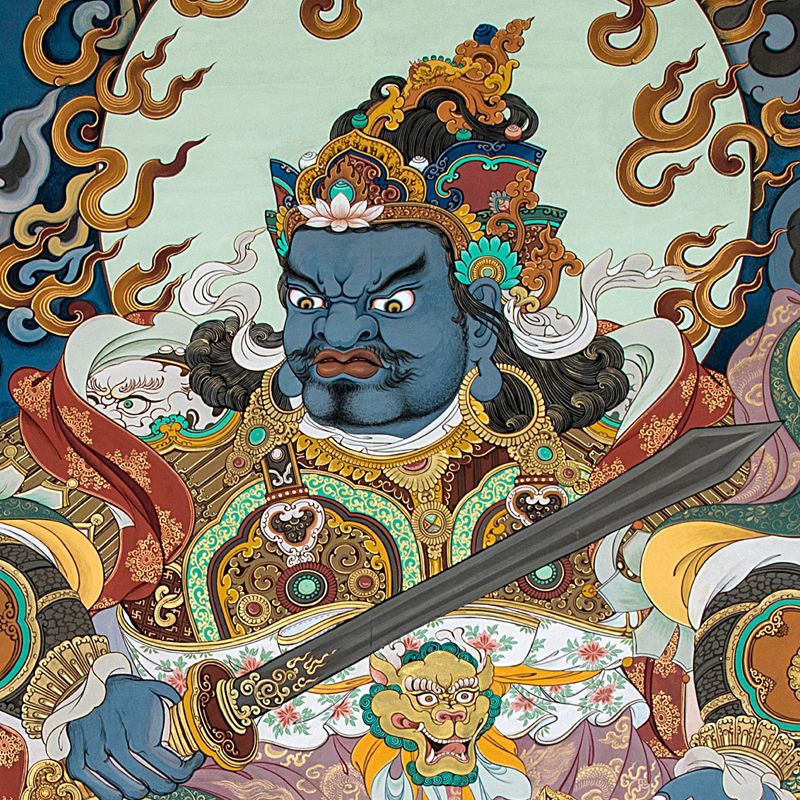 四大天王佛像挂画四大金刚护法保佑门神卷轴画四大菩萨佛堂装饰画