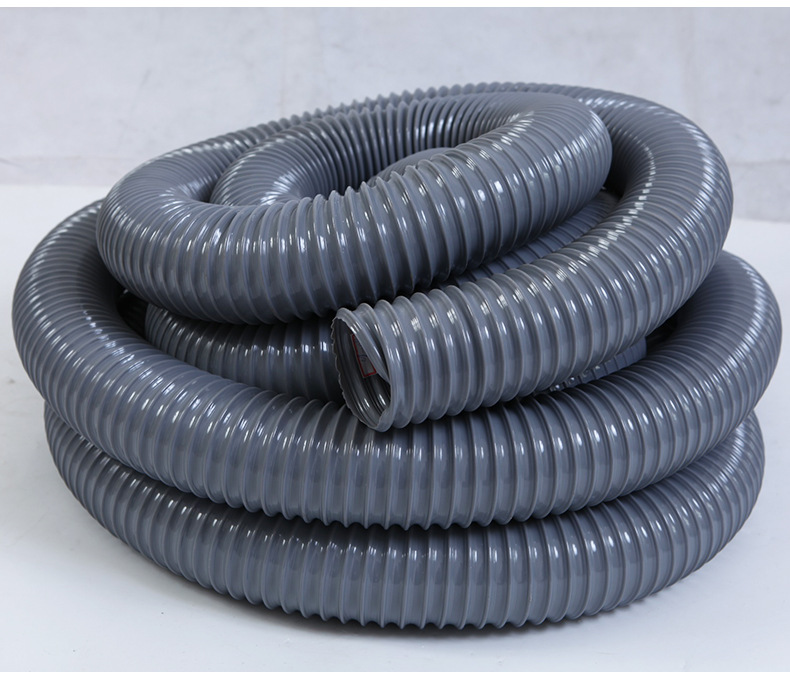 pvc灰色钢丝软管通风管木伸缩波纹塑料软管厨房排烟通风管道定制