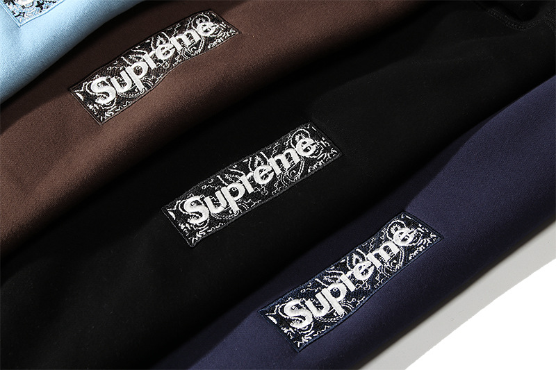 20ss秋冬欧美新款sup腰果花字母刺绣box多色街头男女同款加绒卫衣