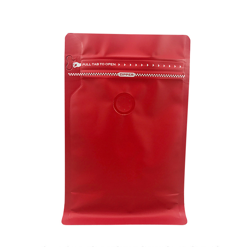 Eight-Side Sealed Coffee Bean Packaging Bag Half a Pound Ziplock Bag with Air Valve Aluminum Foil Zipper Self-Standing Seal Packing Bag