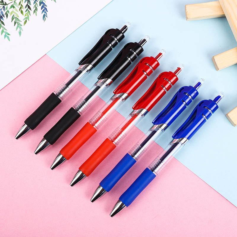 Factory Direct Sales Press Large Capacity Carbon Ball Pen 0.5 Bullet Gel Pen Pressing Pen Students' Office Stationery