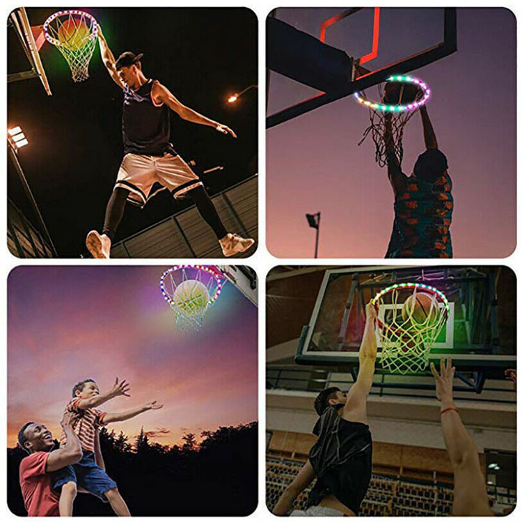 led篮球框灯 篮筐灯感应太阳能变色防雨 室内外夜间进球感应灯条