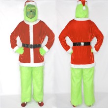 万圣节跨境爆款绿毛怪格林奇cosplay圣诞老人套装派对聚会扮演服