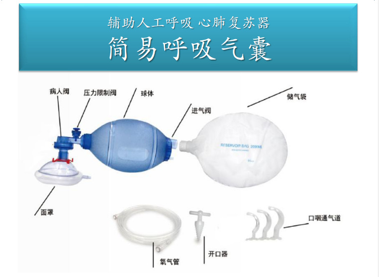 硅胶pvc简易呼吸器人工复苏器气囊急救苏醒球成人儿童