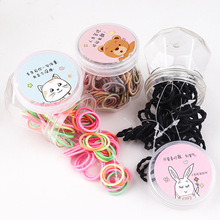 韩版儿童可爱ins发饰桶装一次性糖果色小橡皮筋彩色加厚扎发头绳