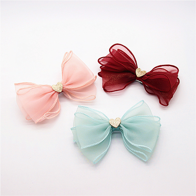 新款儿童发夹韩版网红大蝴蝶结皮筋女童网纱领结发饰发绳女孩头饰