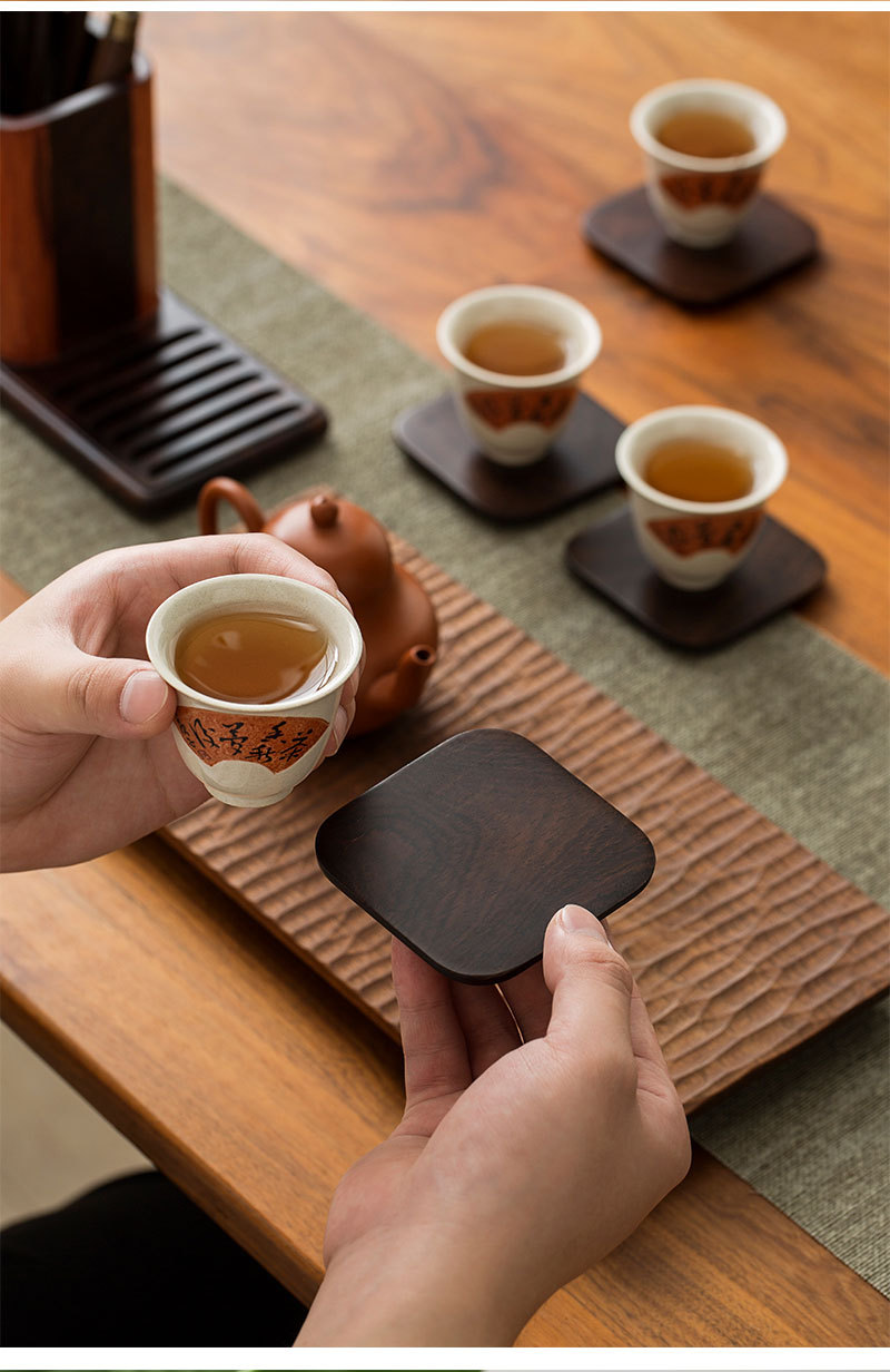 云窝 黑檀木茶道六君子套装中式 实木杯垫功夫茶茶艺茶具配件组合