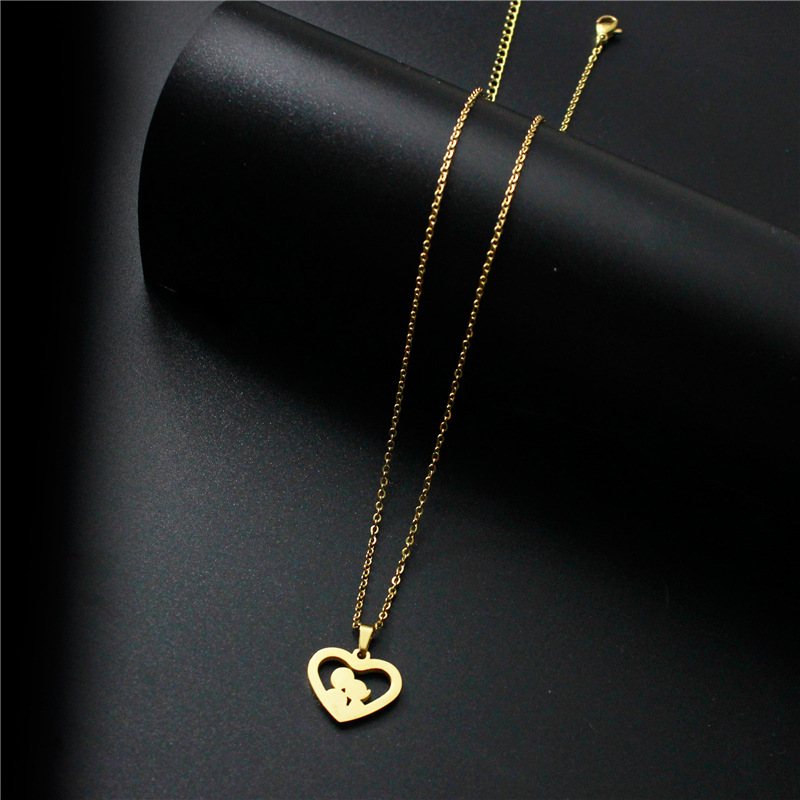 Cross-Border Sold Jewelry Stainless Steel Heart-Shaped Necklace Simple Couple Avatar Valentine's Day Pendant Gift Can Be Graphic Customization
