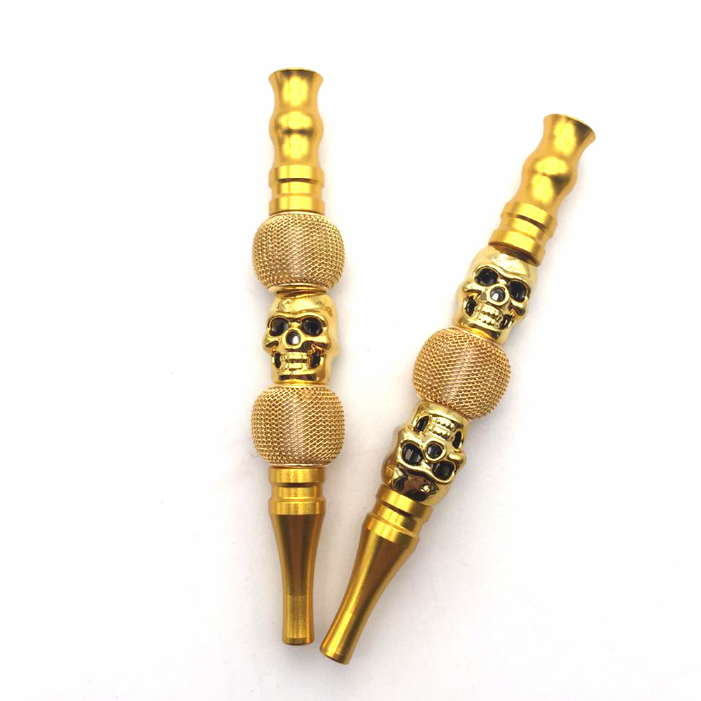 跨境爆款热销阿拉伯水烟配件水烟烟嘴创意搭配金色骷髅头金属吸嘴