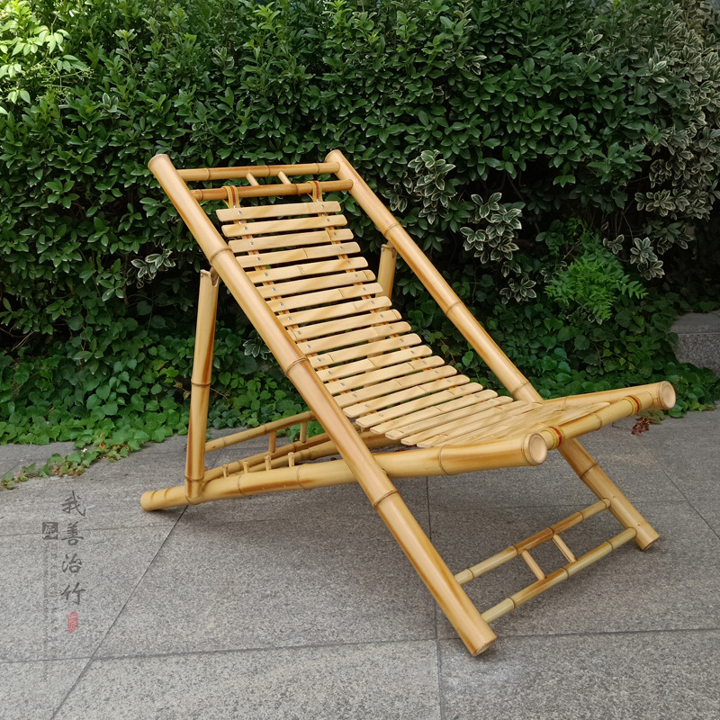 厂家竹椅竹躺椅手工庭院竹家具午休椅休闲椅折叠椅沙滩椅户外防腐