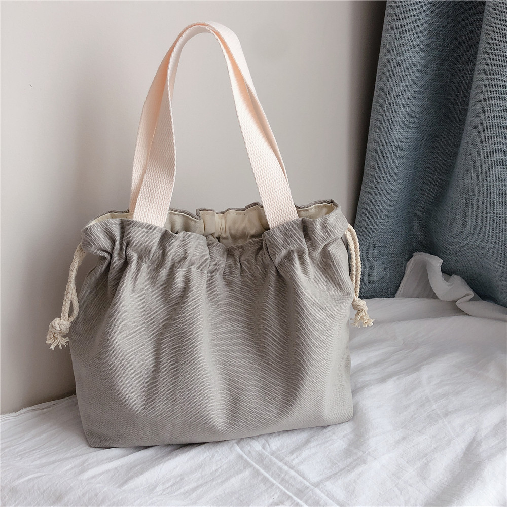 【归蝶布包】手提小布包纯色布袋包小拎包抽绳帆布厚实文艺糖果色