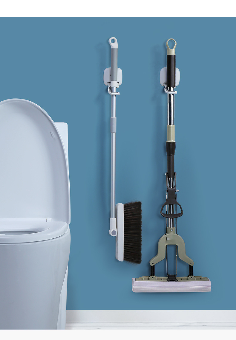 拖把挂钩壁挂免打孔门后墙壁墙上挂扫把强力收纳置物固定架拖把夹