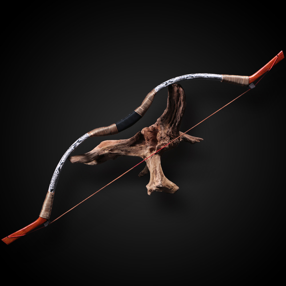 0成交6个huwairen 锦绣传统反曲弓 清弓约120cm树脂弓片槐木弓梢景区