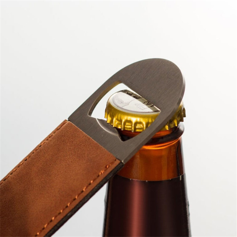pu皮啤酒开瓶器 复古皮革啤酒瓶盖起子保护套 工具小皮套
