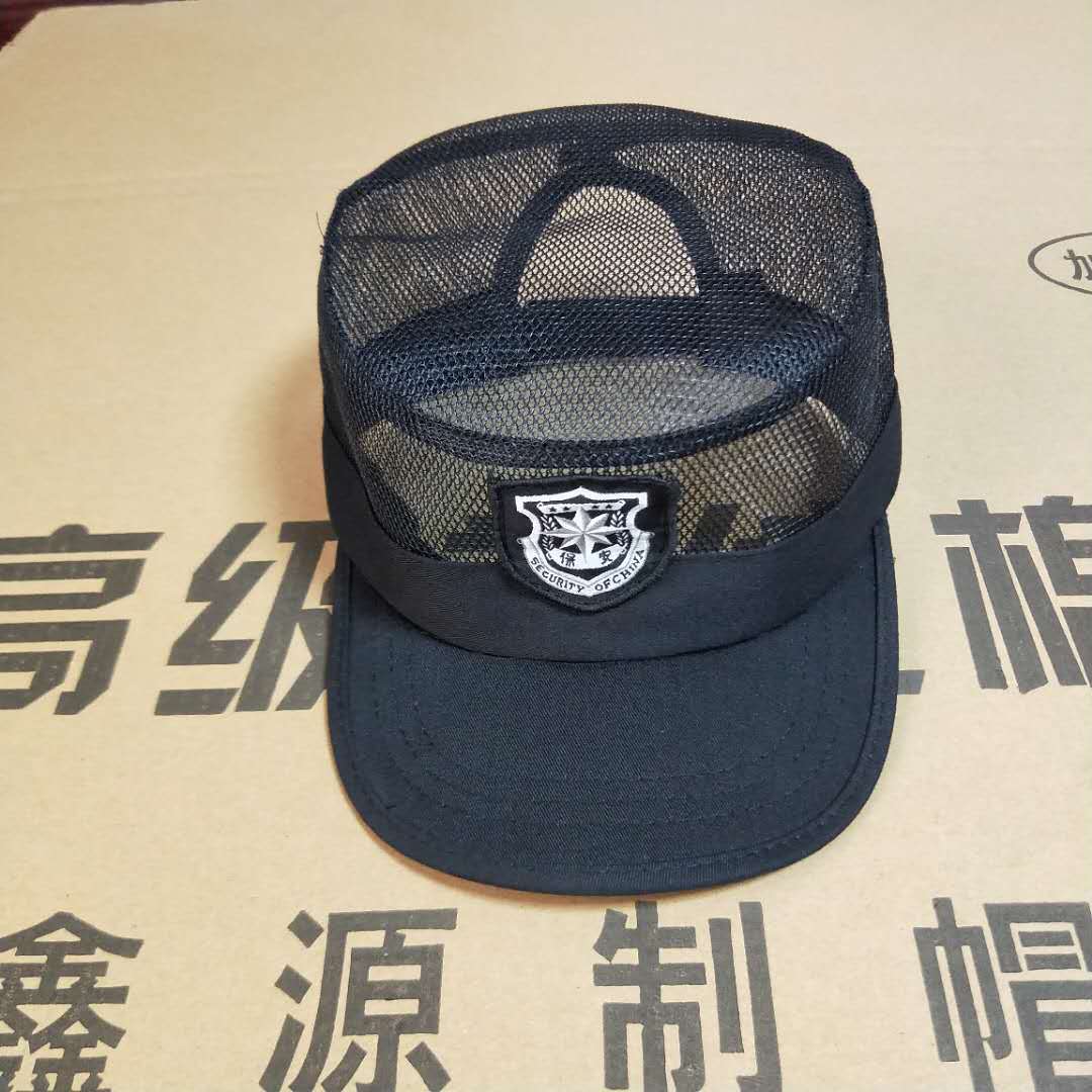 厂家批发 保安夏季网帽 小区物业便帽可调节夏季治安帽保安训练帽