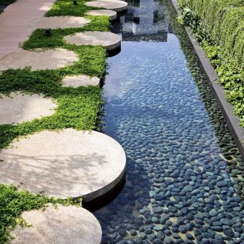 鹅卵石庭院绿化铺面鱼缸景观雨花石鹅卵石铺路大鹅卵石五彩石造景