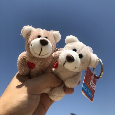 nici爱心熊钥匙扣钥匙圈情侣熊公仔毛绒玩具包包挂件礼品