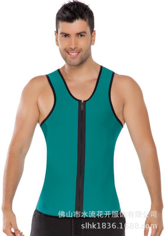 跨境时尚拉链氯丁运动健身束身衣 厂家直销排汗男士束腰紧身衣