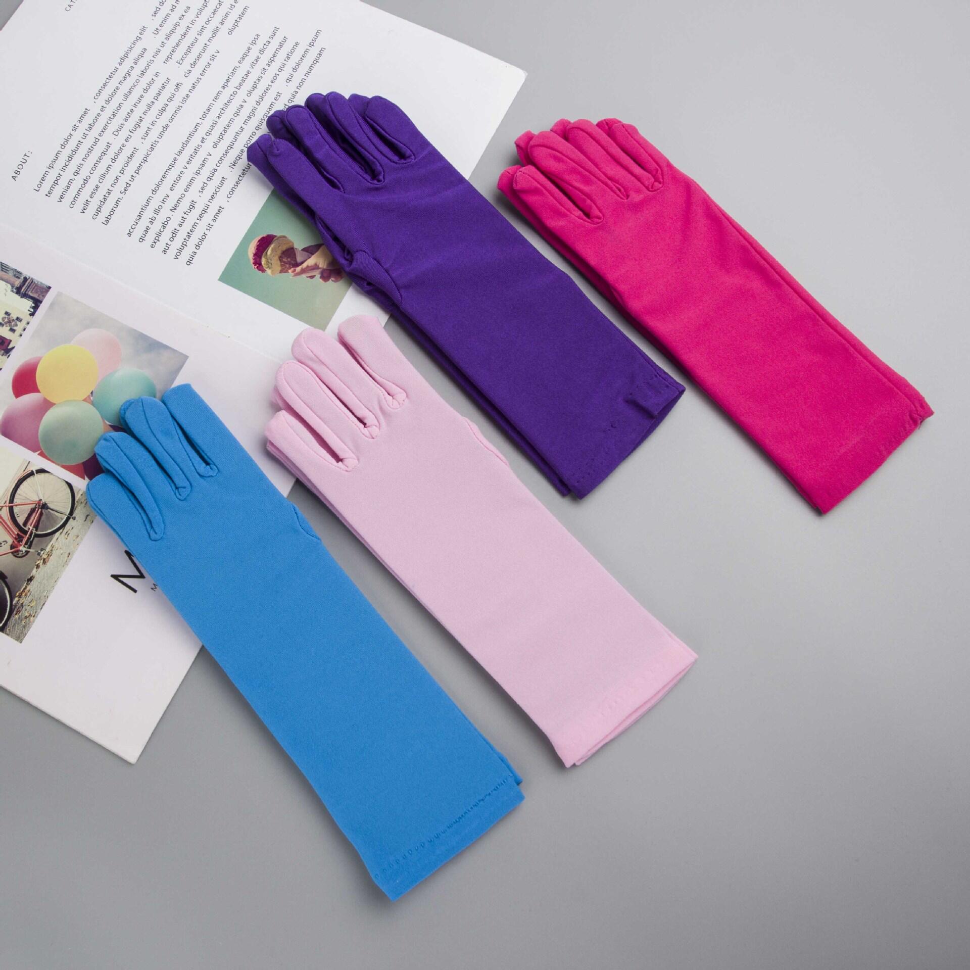 24公分儿童牛奶丝手套礼仪手套婚纱手套摄影儿童表演手套服饰手套