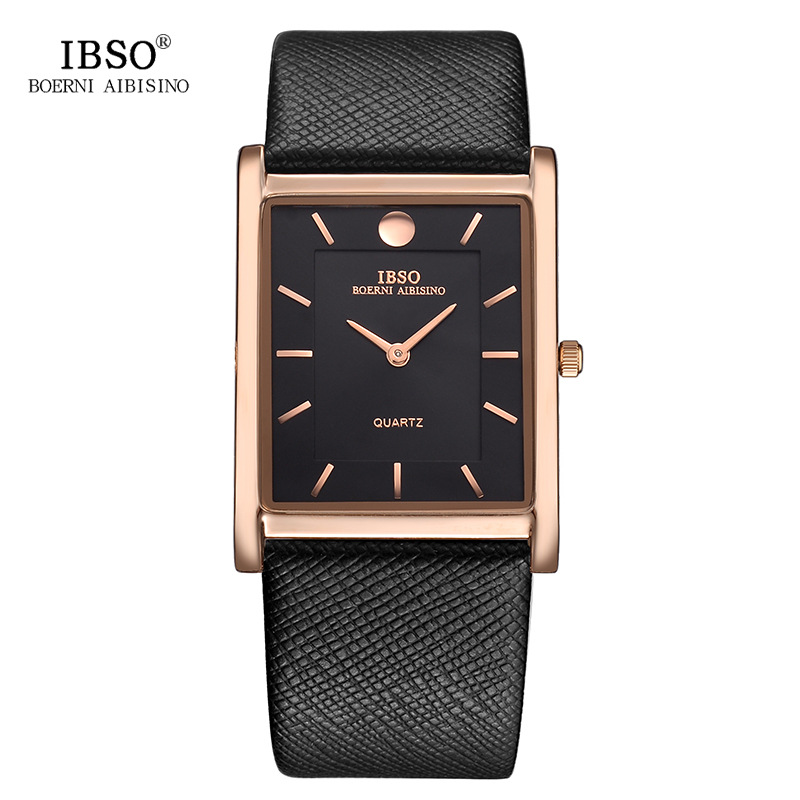 Ibso Brand Light Luxury Square Student Quartz Men's Watch Japanese Movement Leather Watch AliExpress Best-Selling