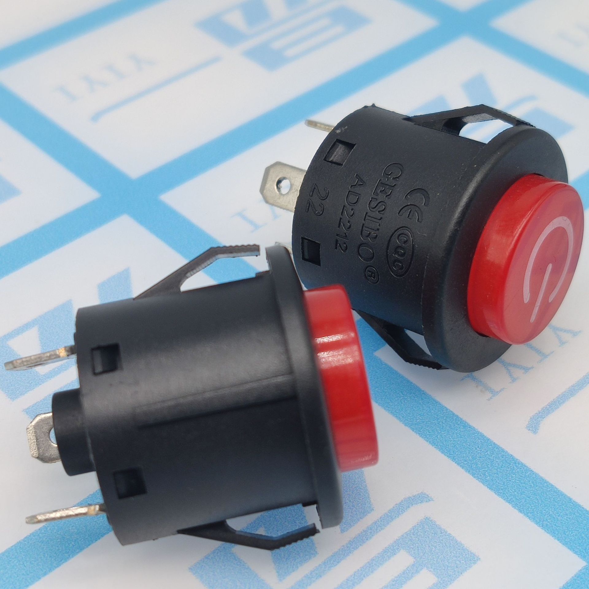 童车电源开关 22mm自锁开关 儿童电动车一键 点动启动开关