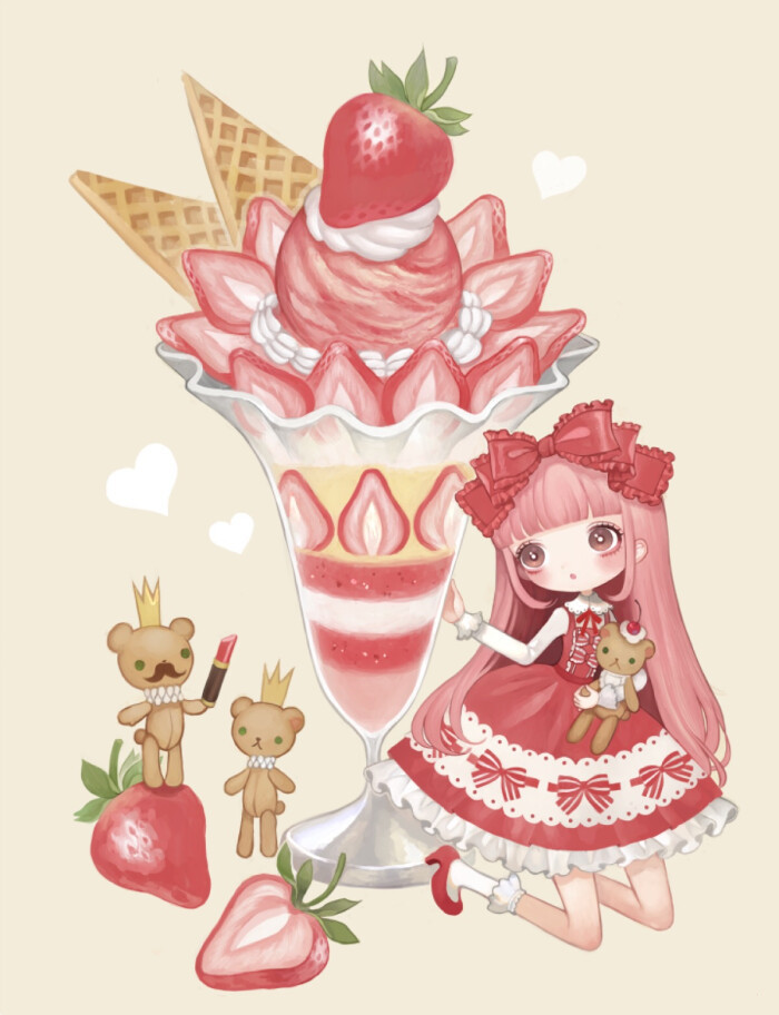 5d钻石画新款 卡通动漫草莓女孩 十字绣满绣 现代卧室装饰画批发