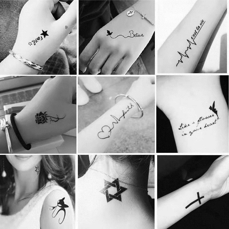 30张纹身贴防水女持久仿真手臂脚踝男个性图腾小图案刺青贴纸黑暗