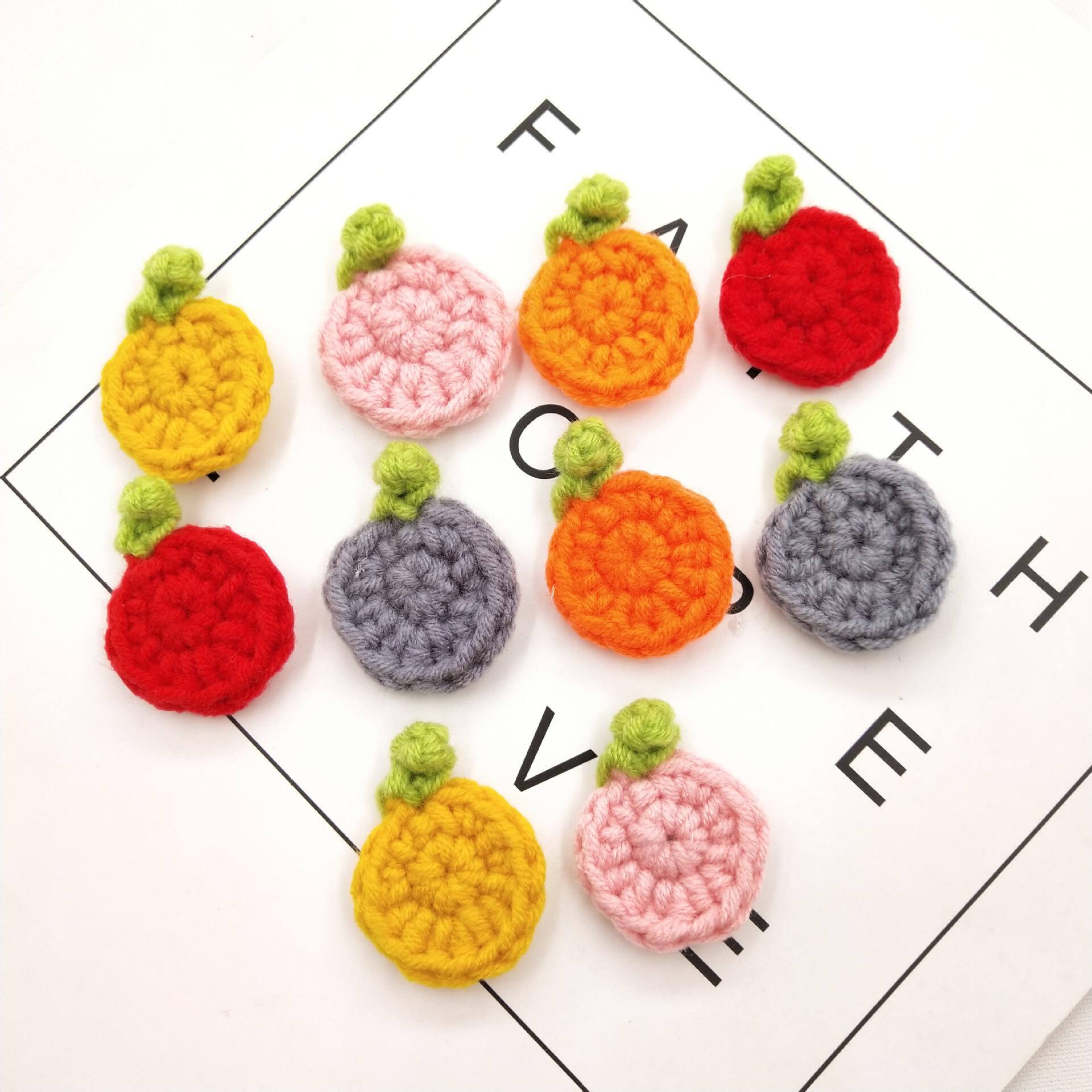 diy手工饰品配件毛线编织水果小花朵发卡发饰针织毛线配饰材料