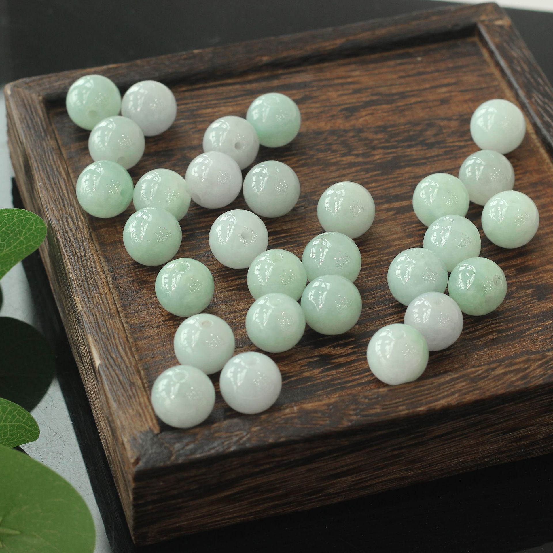 天然a货 缅甸翡翠玉珠 豆色翡翠圆珠diy手工手链项链配饰批发