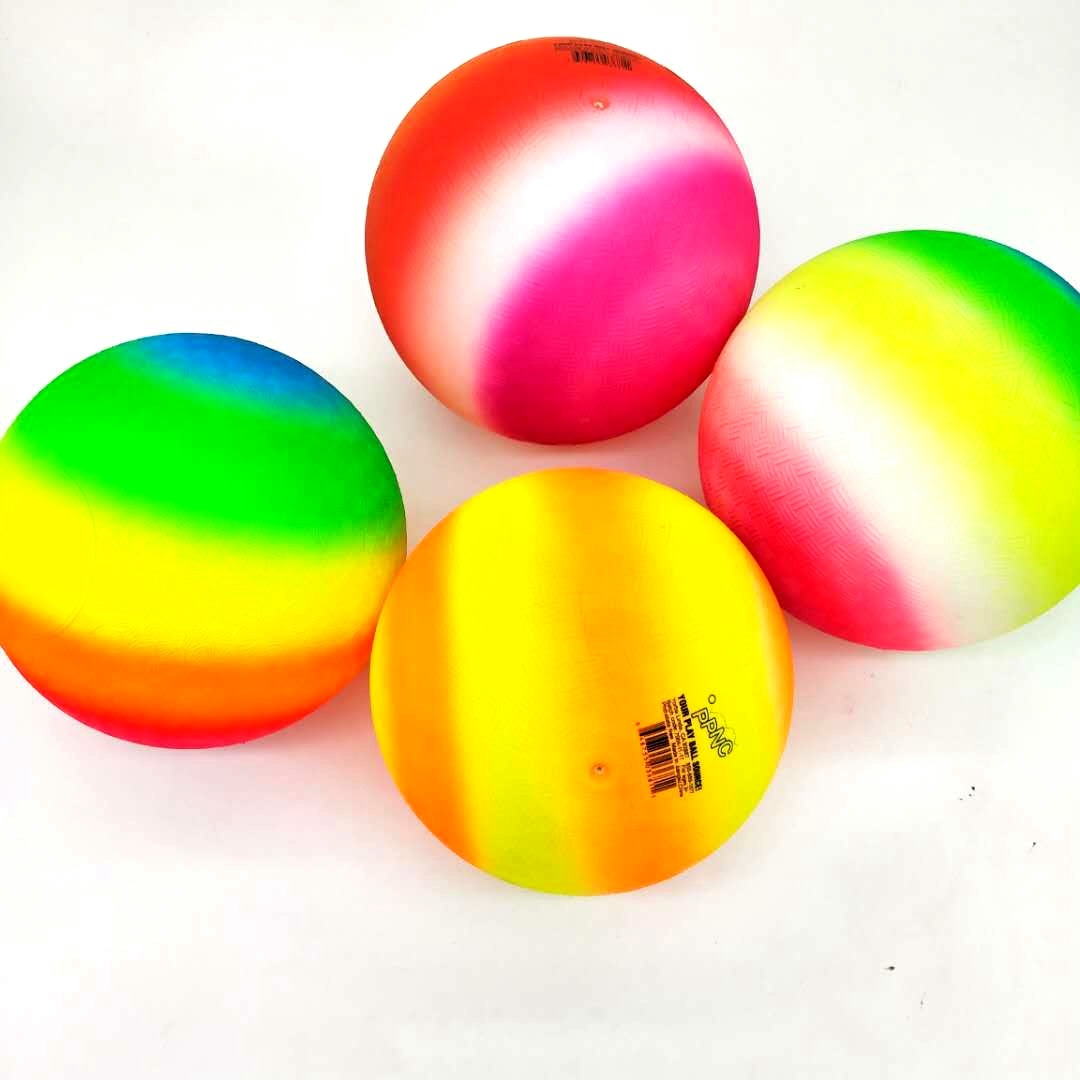 新款彩虹色加厚pvc充气玩具皮球 儿童运动拍拍球 厂家甩甩球热卖