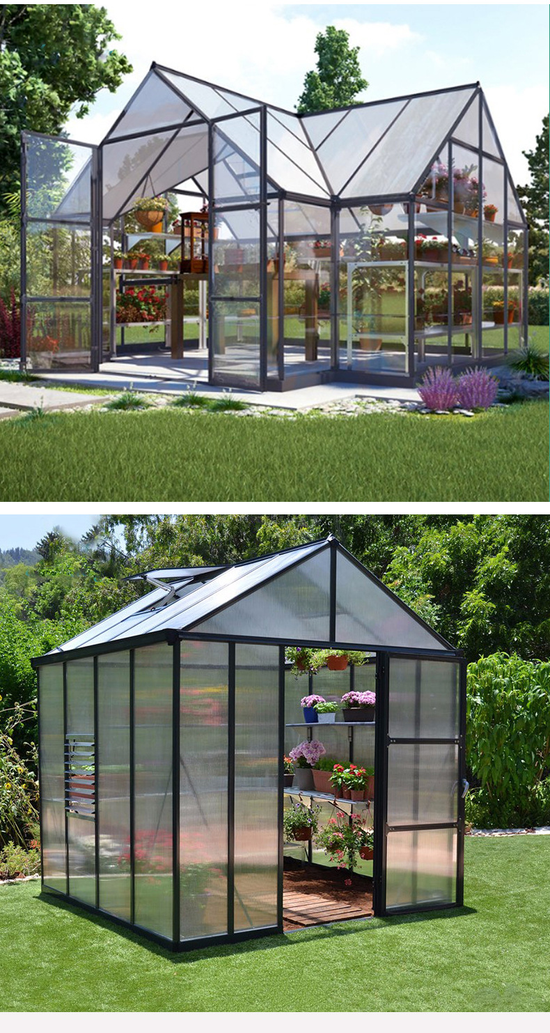 厂家直销pc透明阳光板户外温室小型家用阳台蔬菜种植透明采光花棚