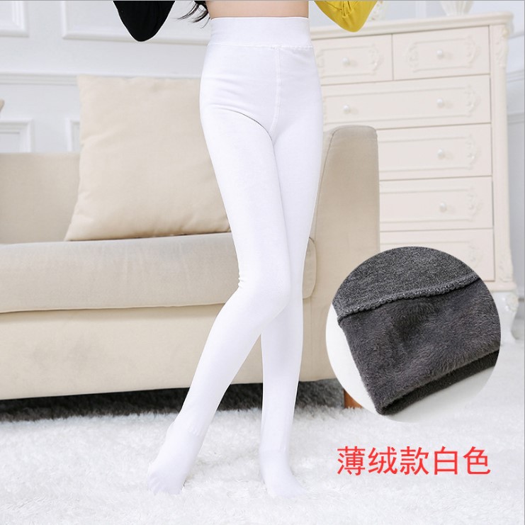 儿童秋冬款连裤袜白色舞蹈袜女童加绒加厚练功跳舞打底裤子保暖裤