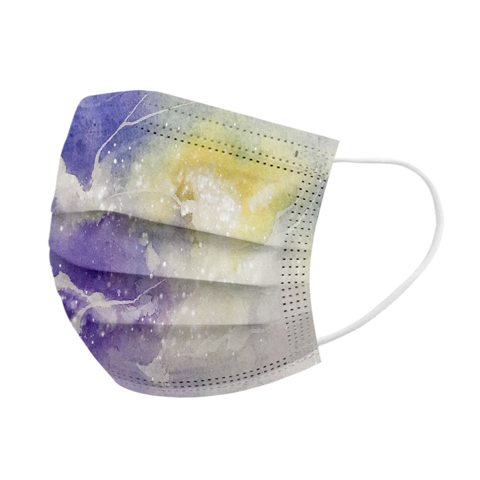 跨境新款印花扎染一次性水刺无纺布三层防护过滤含熔喷布成人口罩