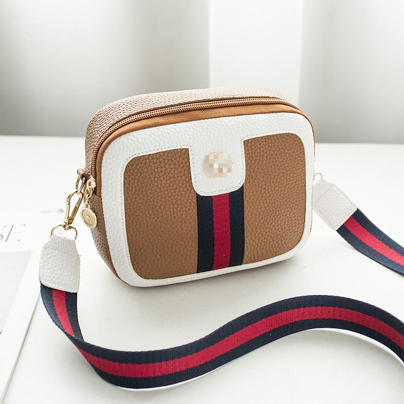 Stitching Contrast Color Small Square Bag 2022 Trendy Japanese and Korean Style Ribbon Shoulder Bag Personalized Mini Phone Crossbody Bag