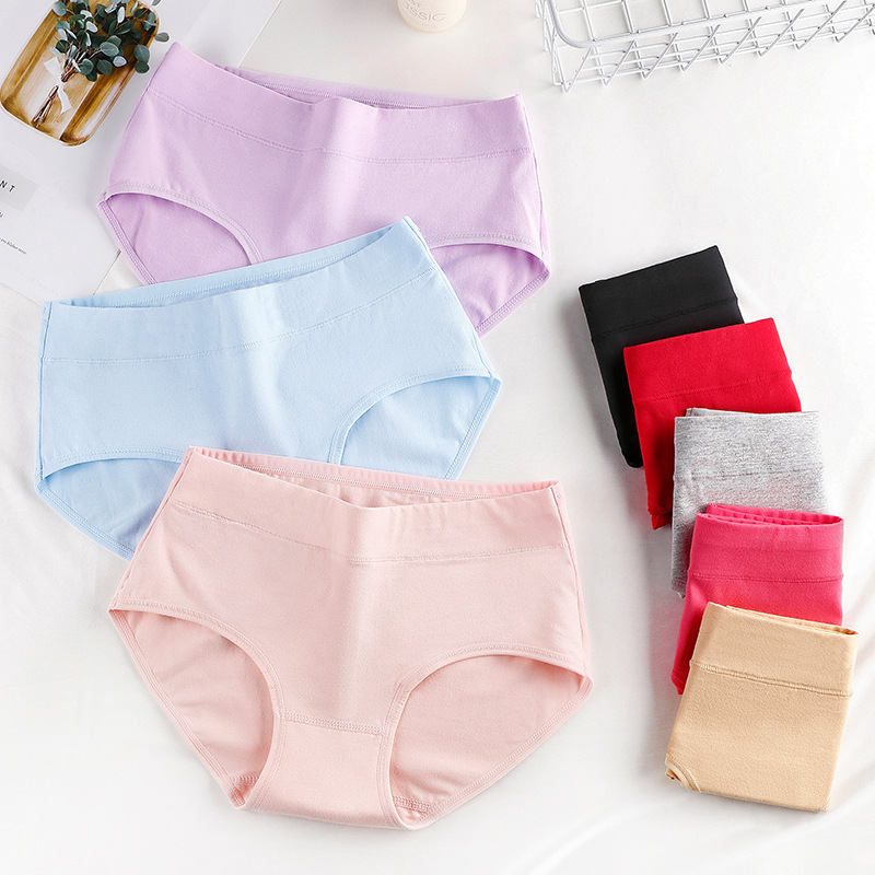 Mid-Waist Women's Cotton Underwear Mid-Waist Cotton Solid Color Briefs Large Size Cotton Women's Underwear Manufacturer