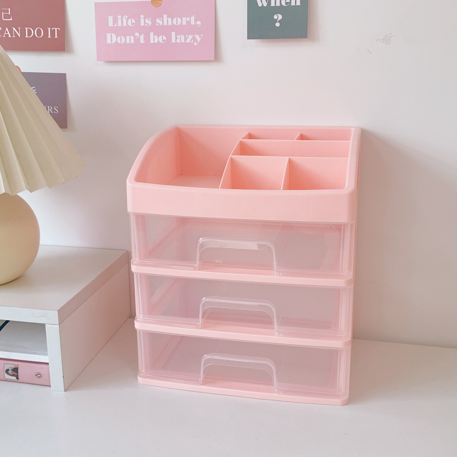 INS Style Plastic Drawer Desktop Tape Storage Box Student Dustproof and Transparent Skin Care Products Cosmetic Shelf