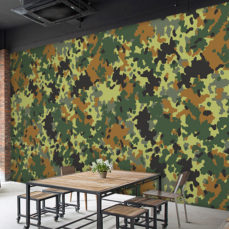 军绿色迷彩墙纸军事题材军旅网咖影咖装修宿舍部队网吧装饰墙壁纸