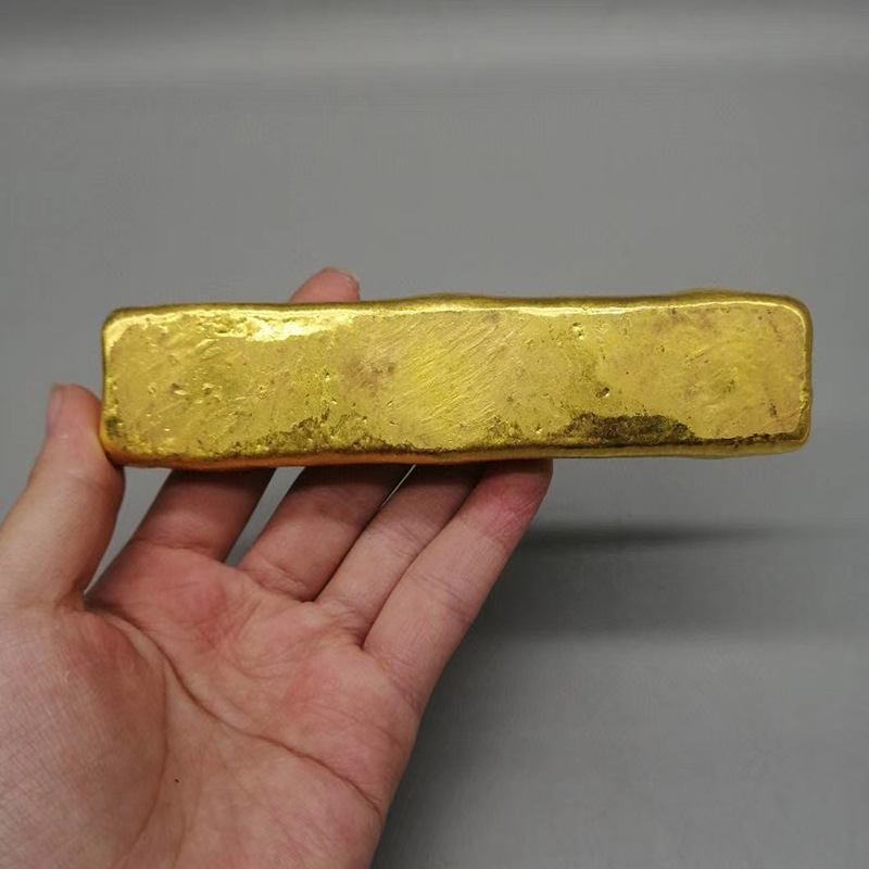 仿古收藏古钱币金锭金元宝金条金块铜鎏金摆件工艺品