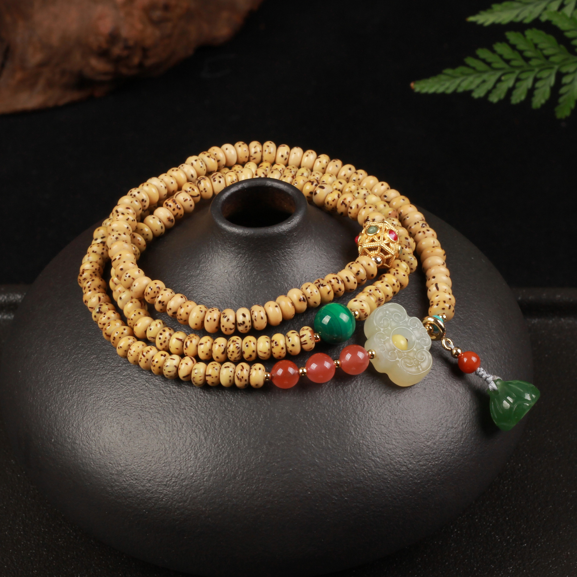 3*5mm迷你星月菩提子手串三圈原籽佛珠手链女士项链配饰