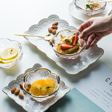 日式金边锤纹玻璃碗银耳羹蔬菜沙拉碗盘北欧风创意网红燕窝甜品碗