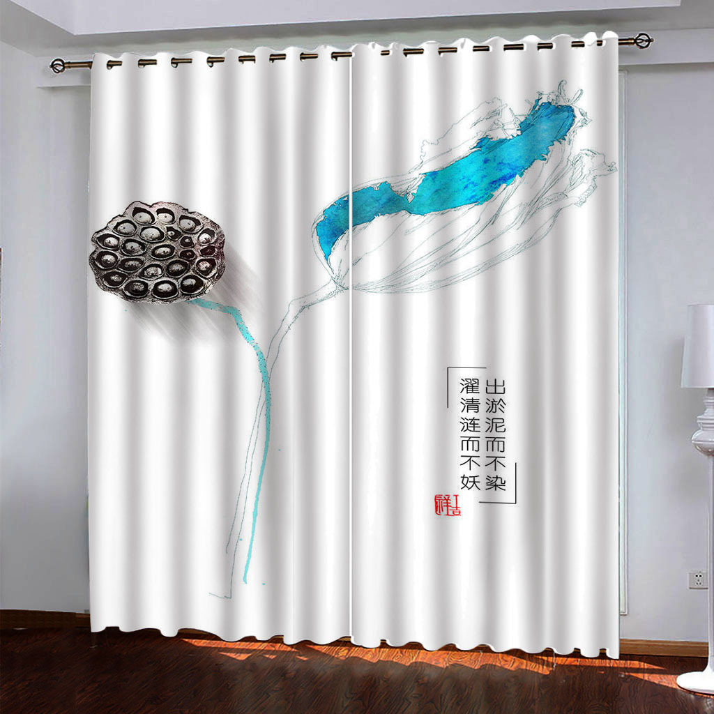 来图定制 遮光窗帘窗帘布 中文字印花 量大优惠 跨境货源