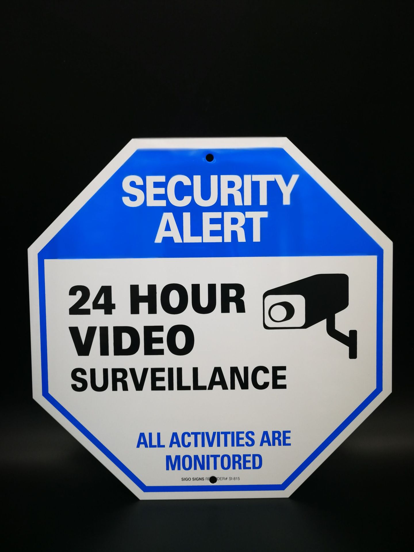 厂家直销铝板反光标识牌英文24小时视频监控区域警示牌监视指示牌